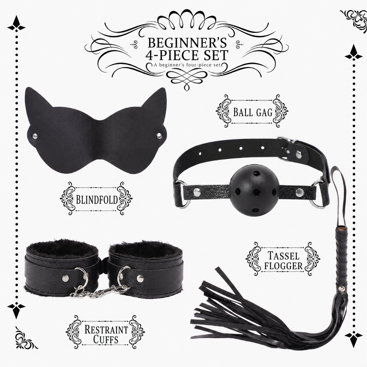 🌙🖤 Dobshow® Midnight Temptation 🎭4-Piece Couples Play Kit 🔥⛓️💋