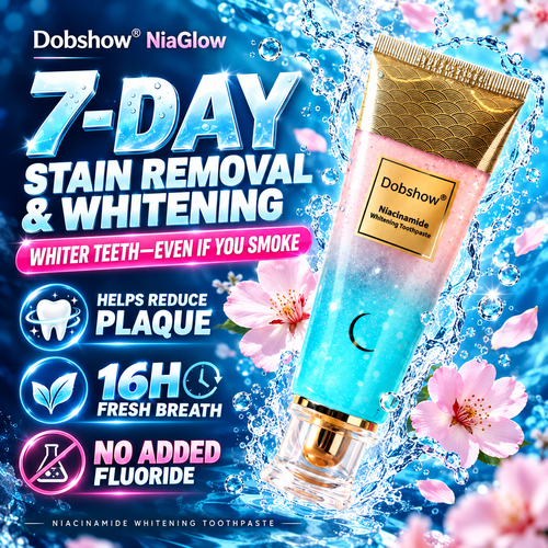 🦷✨ Dobshow® NiaGlow Niacinamide Brightening Fluoride-Free Toothpaste — Helps Remove Tobacco Stains, Prevent Cavities & Freshen Breath 🌿