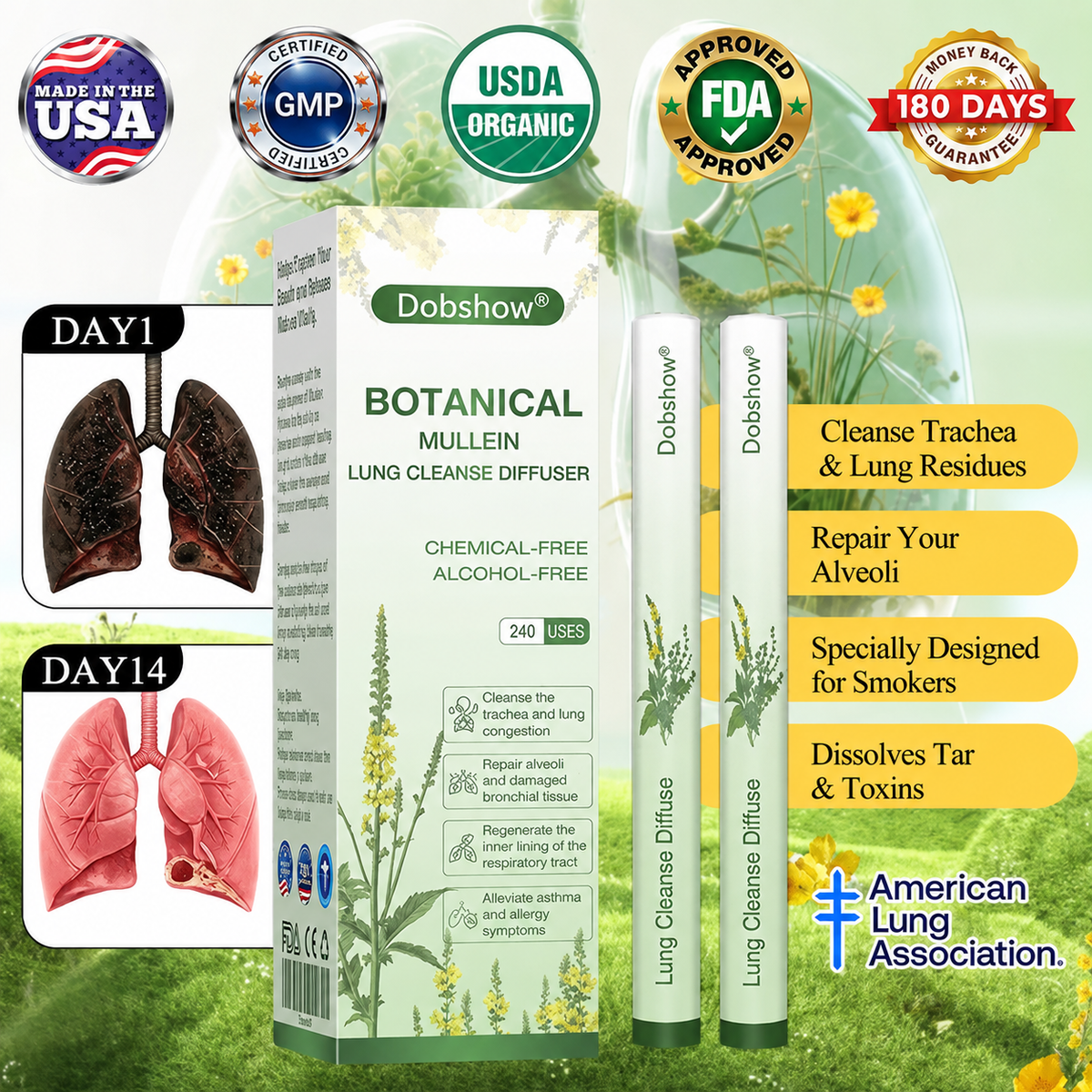 100K+ SOLD 🔥 Dobshow® All-New Upgraded Botanical Mullein Lung Cleanse Diffuser 🌿