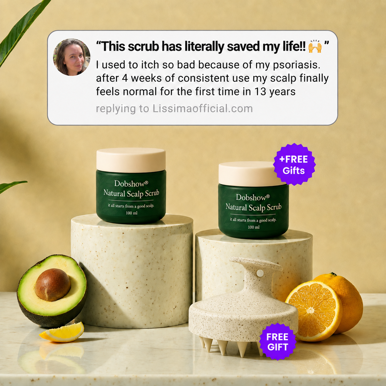 🔥Official U.S. Store  100K+ SOLD 🔥 Dobshow® Avocado & Orange Nourishing Anti-Dandruff Scalp Scrub — A New Steroid-Free Way to Heal an Itchy, Flaky Scalp!✨✨