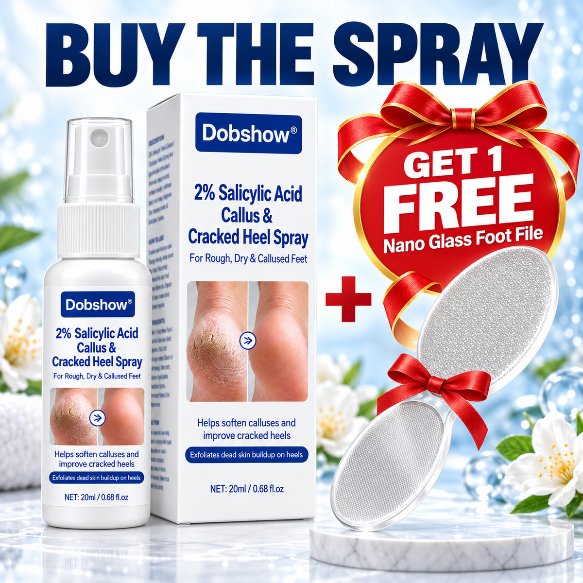 🔥 BEST SELLER · 💥Dobshow® Medical-Grade 2% Salicylic Acid Callus & Cracked Heel Repair Spray