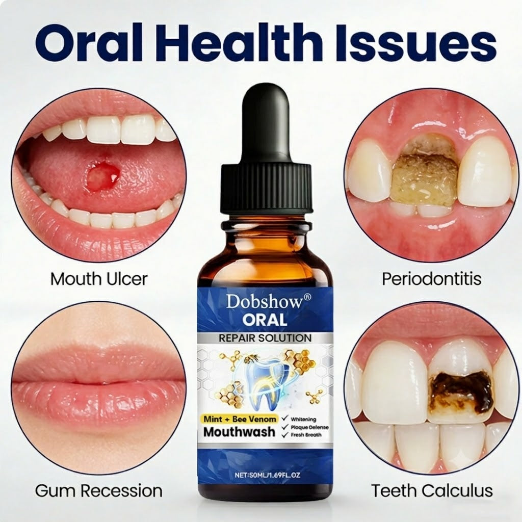 Dobshow™ Mint + Bee Venom Oral Repair Solution (50ml) - Whitening & Fresh Breath Mouthwash