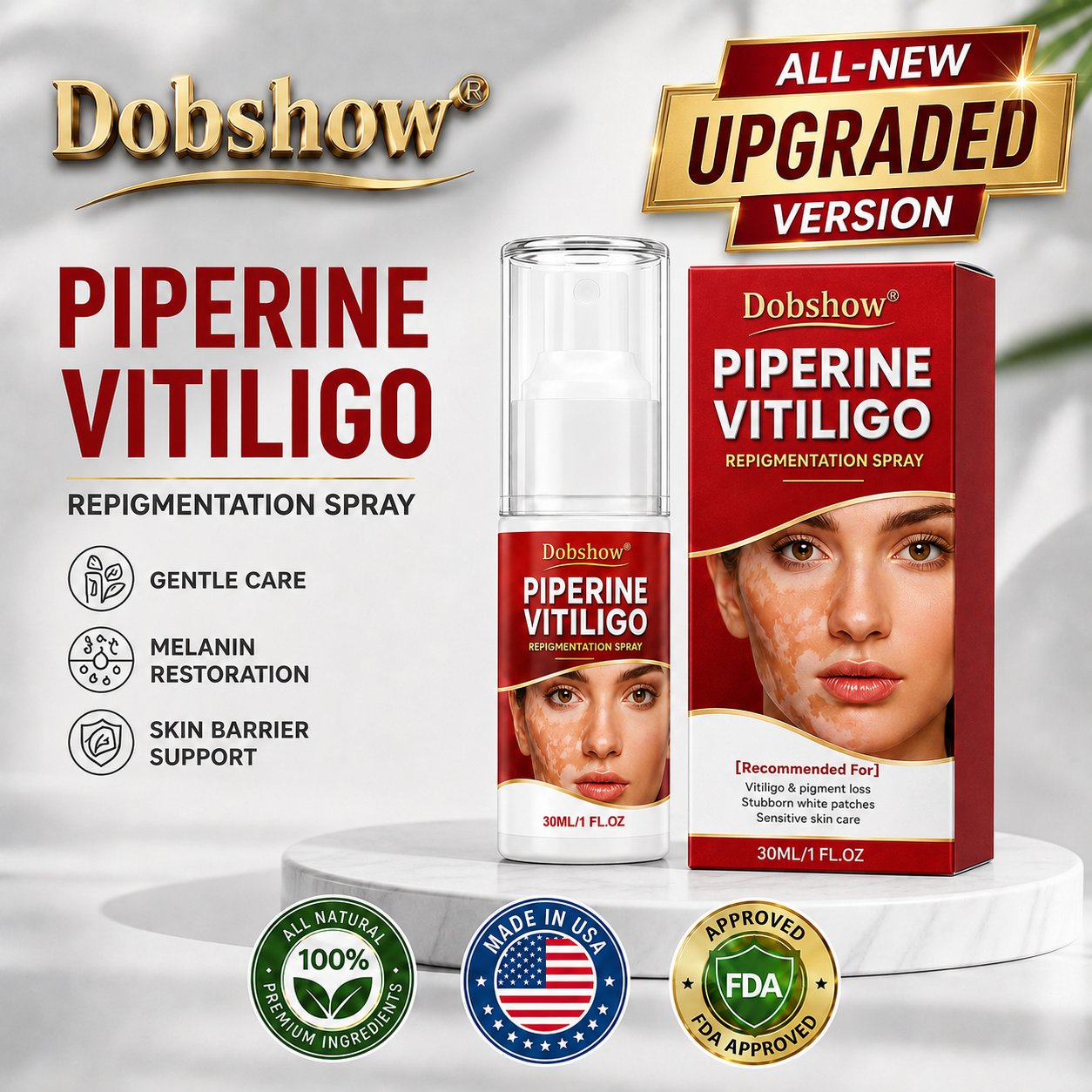 🔥100K+ SOLD | Dobshow® Advanced Piperine Vitiligo Repigmentation Spray — 👨‍⚕️✅Upgraded Steroid-Free Botanical Formula