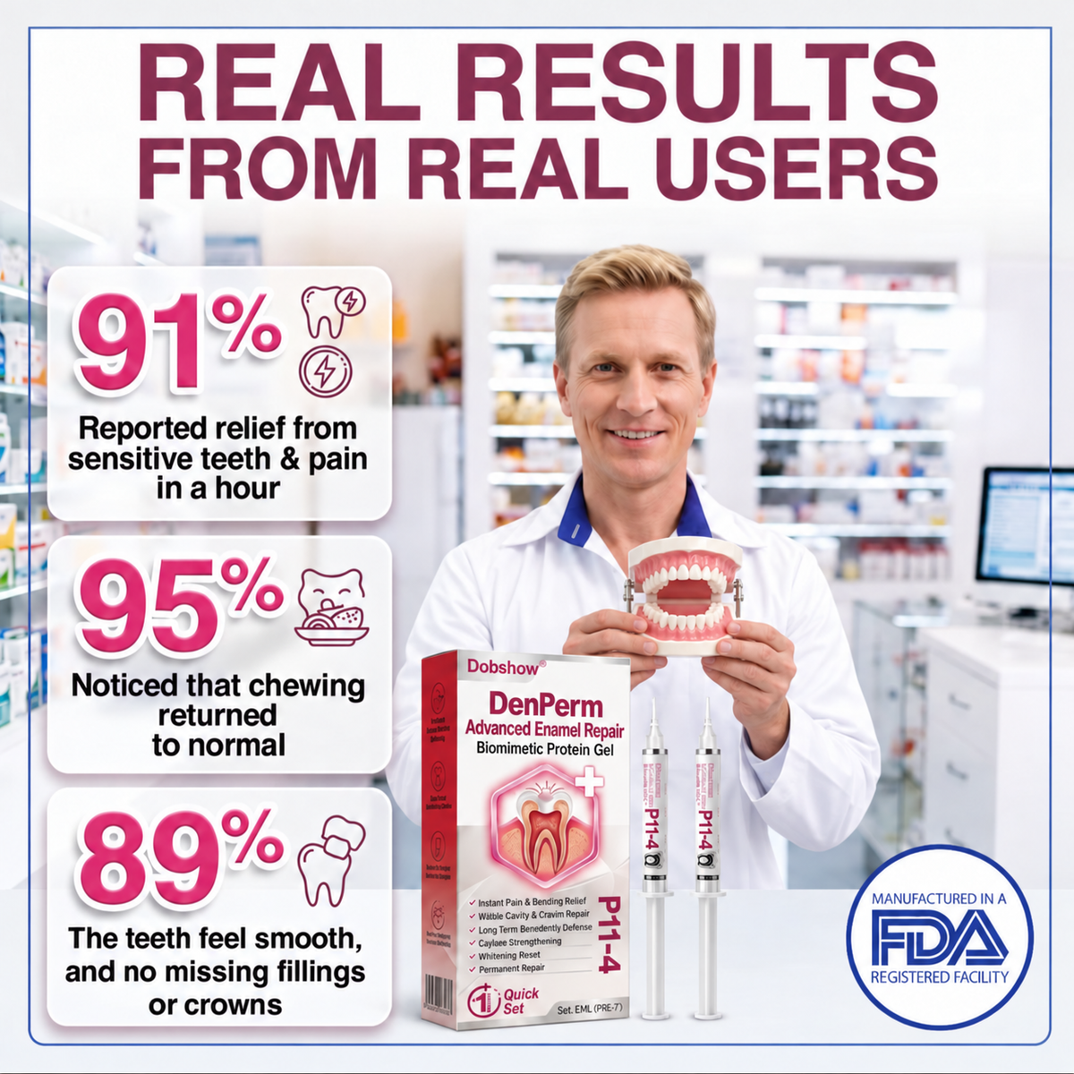 🏆𝐎𝐟𝐟𝐢𝐜𝐢𝐚𝐥 𝐔𝐒 𝐒𝐭𝐨𝐫𝐞🎉Over 100K+ Sold🔥Dobshow® 🦷 DenPerm Advanced Enamel Repair Biomimetic Protein Gel